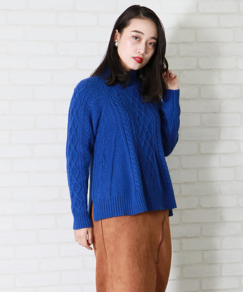 &g'aime(アンジェム)の「ZOZOTOWN限定【&g'aime】アンゴラフレアケーブルニット(ニット/セーター・レディース・ブラック/ベージュ/グレー/グリーン/アイボリー/ロイヤルブルー・FREE)」の14枚目の写真