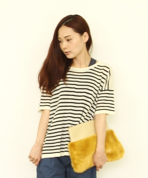 coen（コーエン）の「【Market】ファーコンビクラッチ（クラッチバッグ・レディース・オリーブ/イエロー/オレンジ・FREE）」の3枚目の写真