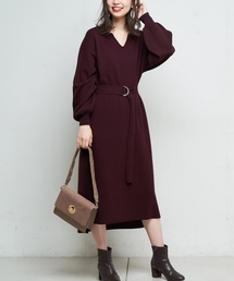 natural couture | キーネックニットワンピ(ワンピース)