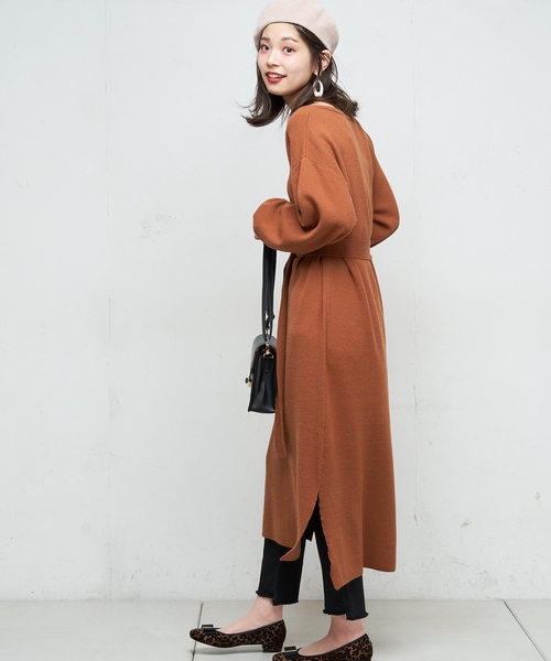 natural couture（ナチュラルクチュール）の「キーネックニットワンピ（ワンピース・レディース・ブラック/ベージュ/ブラウン/ピンク/キャメル・FREE）」の21枚目の写真