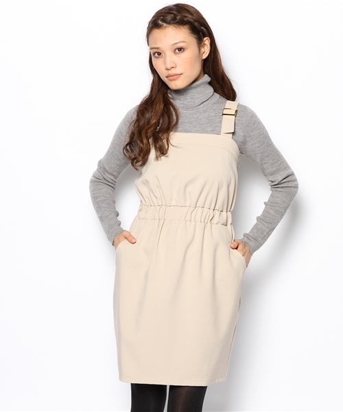 NANO universe(ナノユニバース)の「BR/バックル付ジャンスカ(ワンピース・レディース・オフホワイト/ブラック・FREE)」の2枚目の写真