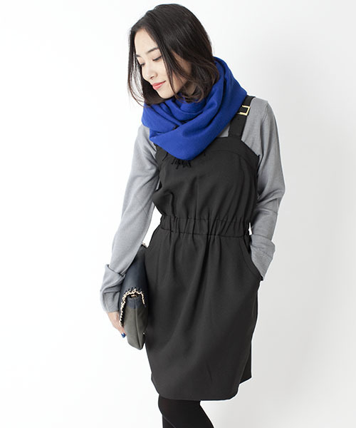 NANO universe(ナノユニバース)の「BR/バックル付ジャンスカ(ワンピース・レディース・オフホワイト/ブラック・FREE)」の1枚目の写真