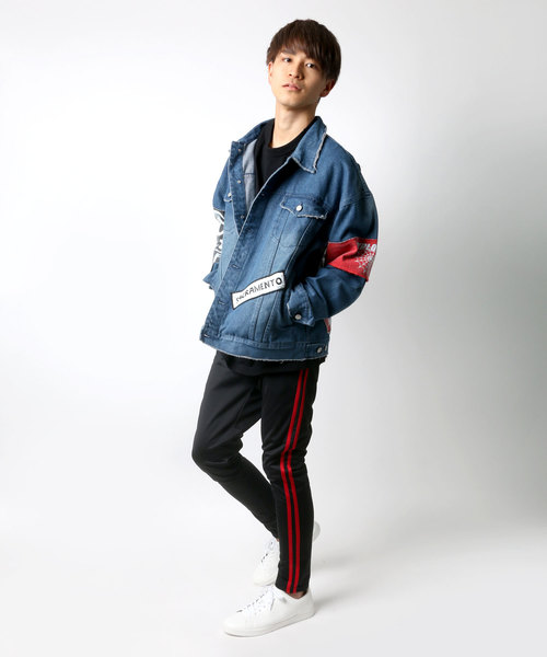Lazar（ラザル）の「ジャージ スキニートラックパンツ/サイドライン