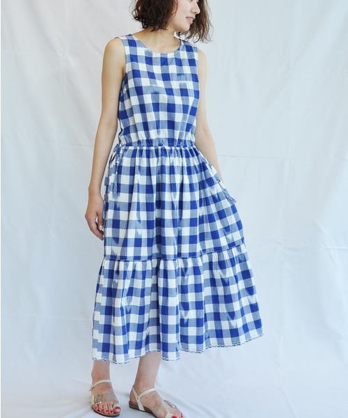 Timeless アーノルドパーマータイムレス のファッション ワンピース Palmer ワンピース イカットデザインギンガムチェックマキシ丈ワンピース ワンピース Arnold Arnold セール