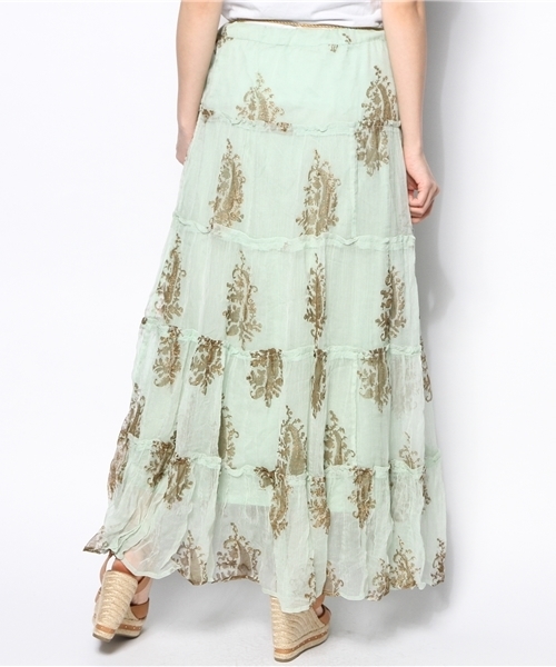 goa（ゴア）の「ペイズリーレーヨンクレープL/SK（スカート・レディース・ホワイト/ベージュ/グリーン・FREE）」の6枚目の写真