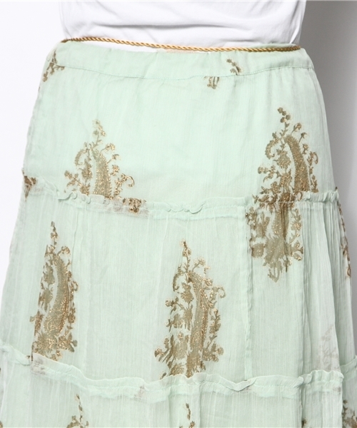 goa（ゴア）の「ペイズリーレーヨンクレープL/SK（スカート・レディース・ホワイト/ベージュ/グリーン・FREE）」の8枚目の写真