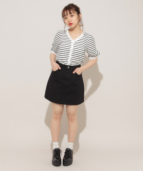 apres jour（アプレジュール）の「ベーシック台形スカート【ZOZOTOWN限定アイテム】19SS（スカート・レディース・ブラック/オフホワイト/インディゴブルー・X-LARGE/SMALL/MEDIUM/LARGE）」の14枚目の写真