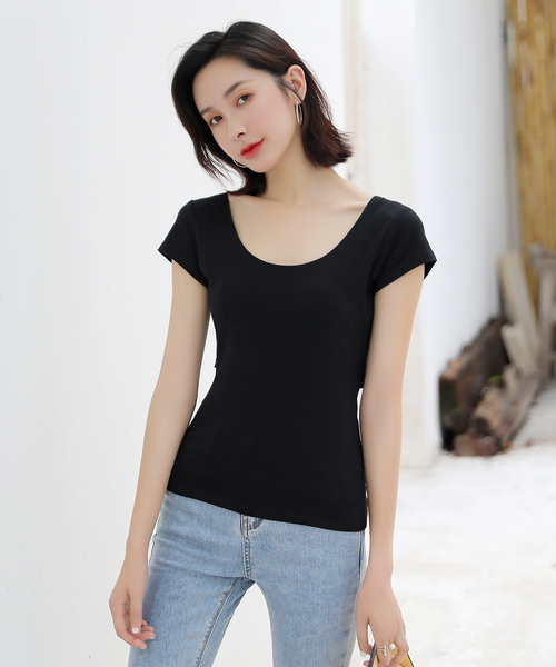 OSYAREVO(オシャレボ)の「バックオープンリボンTシャツ(Tシャツ/カットソー・レディース・ブラック/ホワイト/コーラル・SMALL/MEDIUM/LARGE)」の16枚目の写真