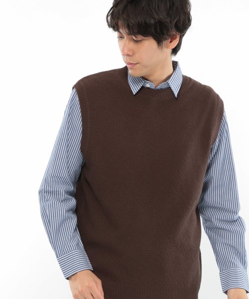 LAKOLE（ラコレ）の「強撚ニットベスト / LAKOLE（ベスト・メンズ・ブラック/ベージュ/ブラウン・MEDIUM/LARGE）」の2枚目の写真