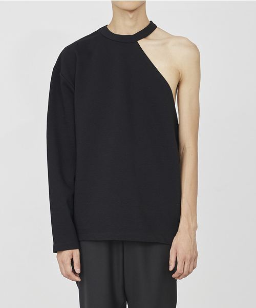JUHA(ユハ)の「RIPPLE ONE SHOULDER(Tシャツ/カットソー)」|ブラック