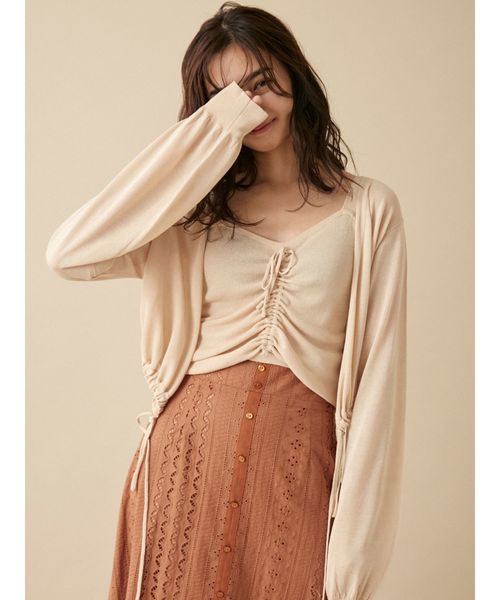 dazzlin（ダズリン）の「ギャザーニットアンサンブル（ニット/セーター・レディース・ブラック/ベージュ/ミント/モカ/オフホワイト・FREE）」の4枚目の写真