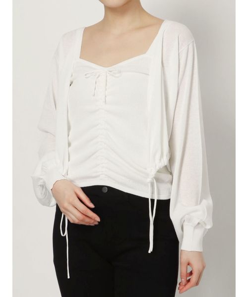 dazzlin（ダズリン）の「ギャザーニットアンサンブル（ニット/セーター・レディース・ブラック/ベージュ/ミント/モカ/オフホワイト・FREE）」の2枚目の写真