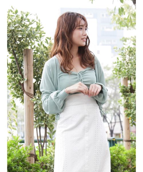 dazzlin（ダズリン）の「ギャザーニットアンサンブル（ニット/セーター・レディース・ブラック/ベージュ/ミント/モカ/オフホワイト・FREE）」の5枚目の写真