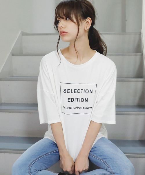 Girly Doll(ガーリードール)の「プリントTシャツ(Tシャツ/カットソー・レディース・オフホワイト/ブラック/杢グレー・FREE)」の1枚目の写真