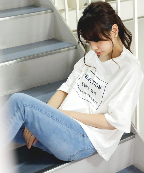 Girly Doll(ガーリードール)の「プリントTシャツ(Tシャツ/カットソー・レディース・オフホワイト/ブラック/杢グレー・FREE)」の8枚目の写真
