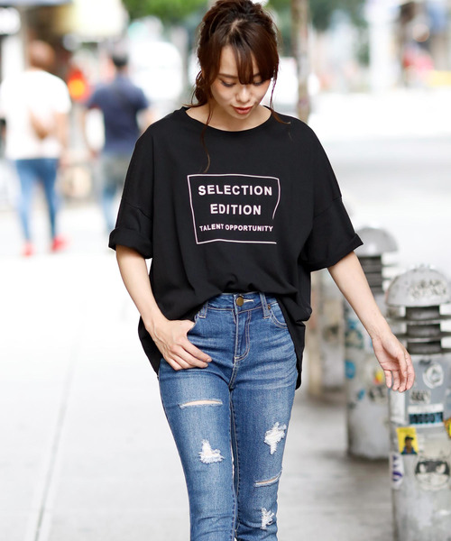 Girly Doll(ガーリードール)の「プリントTシャツ(Tシャツ/カットソー・レディース・オフホワイト/ブラック/杢グレー・FREE)」の17枚目の写真