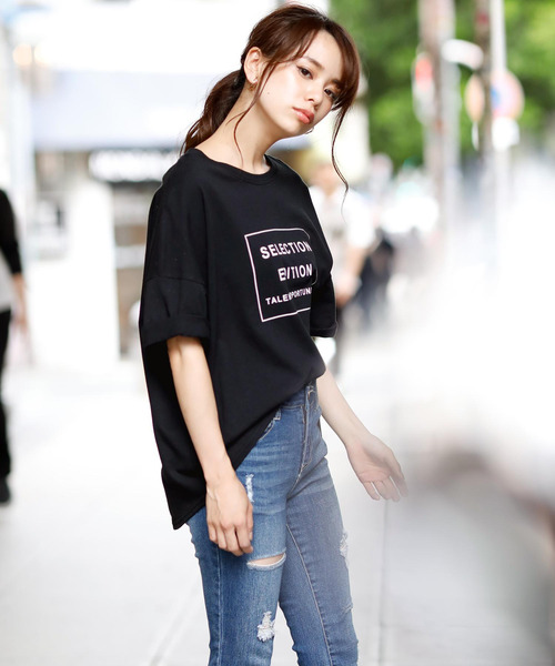 Girly Doll(ガーリードール)の「プリントTシャツ(Tシャツ/カットソー・レディース・オフホワイト/ブラック/杢グレー・FREE)」の9枚目の写真
