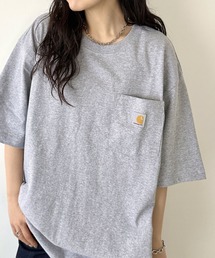 Carhartt（カーハート）の「Carhartt(カーハート)  USA規格 ヘビーウェイト ルーズフィット ポケT ビッグサイズ オーバーサイズ ユニセックス ポケット付き コットン 半袖 Tシャツ 5部袖 1 2スリーブ（Tシャツ/カットソー）」