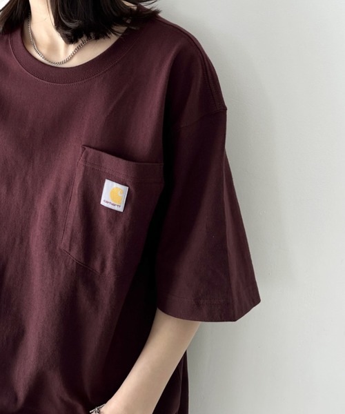 Carhartt(カーハート)の「Carhartt(カーハート) /USA規格 ヘビーウェイト ルーズフィット ポケT ビッグサイズ オーバーサイズ ユニセックス ポケット付き コットン 半袖 Tシャツ 5部袖 1/2スリーブ(Tシャツ/カットソー・レディース・ブラック/ダークグリーン/ダークブラウン/ベージュ/ネイビー/ホワイト/グレー/チャコールグレー/オリーブ/ブラウン/グリーン/ワインレッド/ブルー/ターコイズブルー/オレンジ/ライム・S/M/L/XL/XXL)」の21枚目の写真