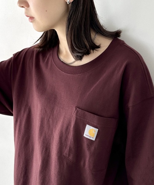 Carhartt(カーハート)の「Carhartt(カーハート) /USA規格 ヘビーウェイト ルーズフィット ポケT ビッグサイズ オーバーサイズ ユニセックス ポケット付き コットン 半袖 Tシャツ 5部袖 1/2スリーブ(Tシャツ/カットソー・レディース・ブラック/ダークグリーン/ダークブラウン/ベージュ/ネイビー/ホワイト/グレー/チャコールグレー/オリーブ/ブラウン/グリーン/ワインレッド/ブルー/ターコイズブルー/オレンジ/ライム・S/M/L/XL/XXL)」の20枚目の写真