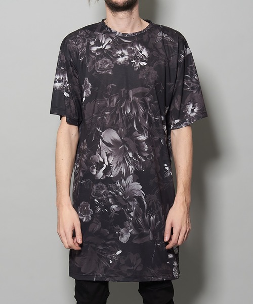 NO ID.（ノーアイディ）の「【NO ID.】Shadow Flower Long Big T-shirt / シャドウ フラワー ロング ビッグ Tシャツ（Tシャツ/カットソー・メンズ・グレー/レッド/ブルー・ONE SIZE）」の2枚目の写真