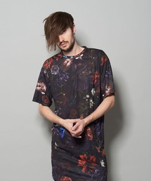 【NO ID.】Shadow Flower Long Big T-shirt / シャドウ フラワー ロング ビッグ Tシャツ