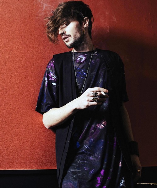 NO ID.（ノーアイディ）の「【NO ID.】Shadow Flower Long Big T-shirt / シャドウ フラワー ロング ビッグ Tシャツ（Tシャツ/カットソー・メンズ・グレー/レッド/ブルー・ONE SIZE）」の5枚目の写真