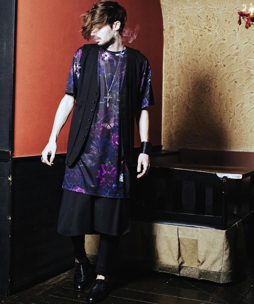 NO ID.（ノーアイディ）の「【NO ID.】Shadow Flower Long Big T-shirt / シャドウ フラワー ロング ビッグ Tシャツ（Tシャツ/カットソー・メンズ・グレー/レッド/ブルー・ONE SIZE）」の6枚目の写真