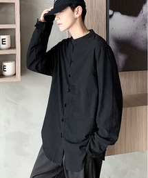 【neos -addictive design-】ノーカラー ロングスリーブ チャイナシャツ