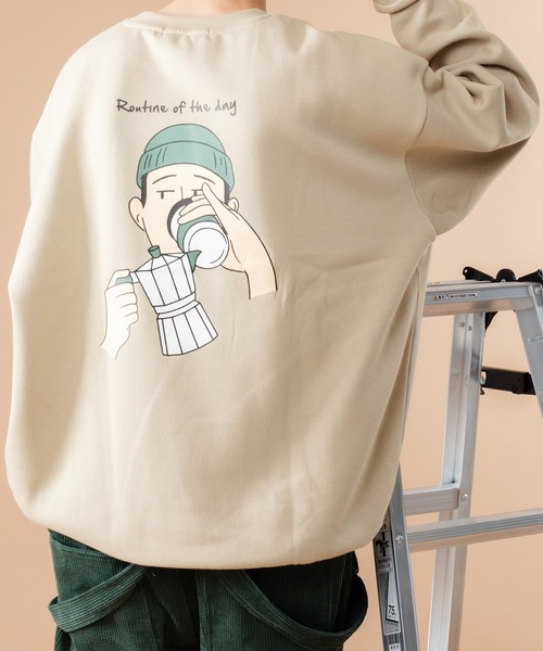 kutir（クティール）の「裏起毛プリントスウェット（Tシャツ/カットソー・メンズ・ホワイト/チャコールグレー/ライトブルー/ブラック/ベージュ/パープル/オフホワイト/グリーン/その他・SMALL/MEDIUM/LARGE）」の5枚目の写真