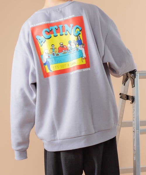 kutir（クティール）の「裏起毛プリントスウェット（Tシャツ/カットソー・メンズ・ホワイト/チャコールグレー/ライトブルー/ブラック/ベージュ/パープル/オフホワイト/グリーン/その他・SMALL/MEDIUM/LARGE）」の8枚目の写真