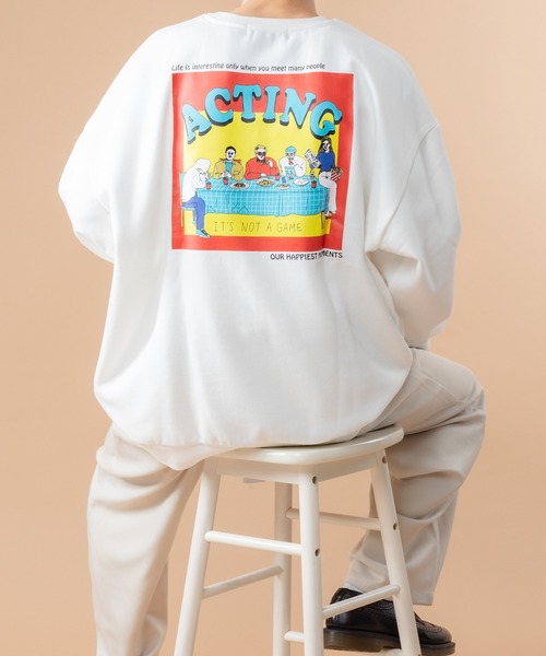 kutir（クティール）の「裏起毛プリントスウェット（Tシャツ/カットソー・メンズ・ホワイト/チャコールグレー/ライトブルー/ブラック/ベージュ/パープル/オフホワイト/グリーン/その他・SMALL/MEDIUM/LARGE）」の2枚目の写真