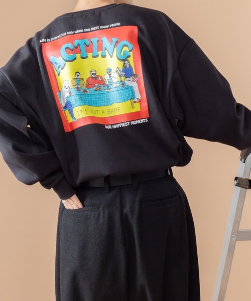 kutir（クティール）の「裏起毛プリントスウェット（Tシャツ/カットソー・メンズ・ホワイト/チャコールグレー/ライトブルー/ブラック/ベージュ/パープル/オフホワイト/グリーン/その他・SMALL/MEDIUM/LARGE）」の3枚目の写真