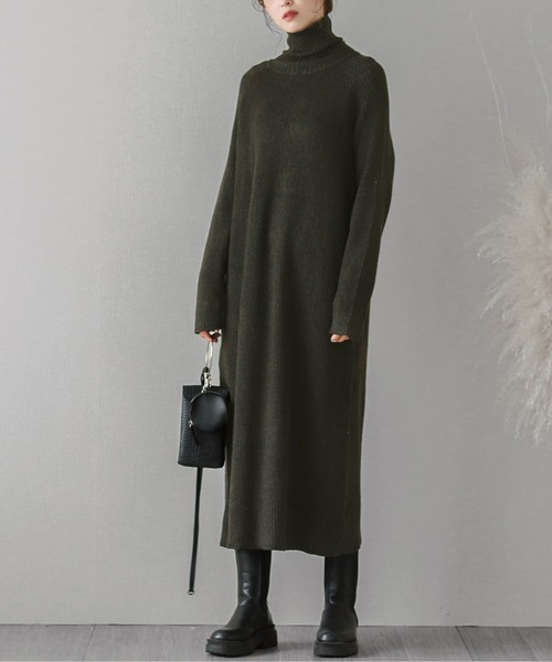 セール】タートルネックリブニットロングワンピ（ワンピース）｜SUGAR