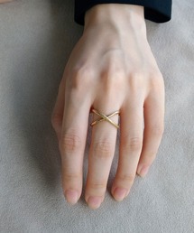 NOIR DE POUPEE | silver925 2way クロス×ダブルライン リング (ニッケルフリー)(リング)