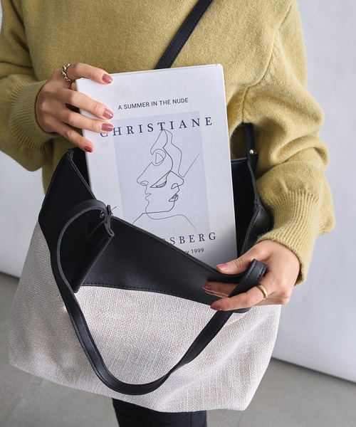 MAISON BREEZE（メゾンブリーズ）の「【MAISON BREEZE】レザーコンビ キャンバストートバッグ サスティナブルレザー KNF（トートバッグ・レディース・ブラック/ベージュ/ブラック系その他・FREE）」の16枚目の写真