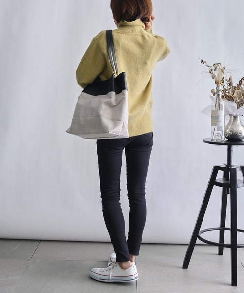 MAISON BREEZE（メゾンブリーズ）の「【MAISON BREEZE】レザーコンビ キャンバストートバッグ サスティナブルレザー KNF（トートバッグ・レディース・ブラック/ベージュ/ブラック系その他・FREE）」の15枚目の写真