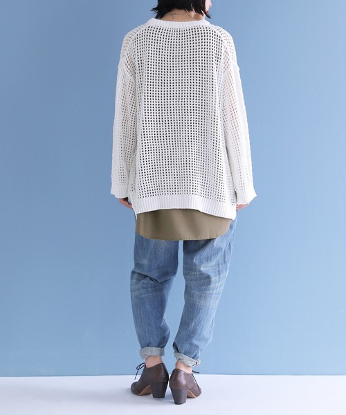 osharewalker（オシャレウォーカー）の「【廃盤】『ケーブル切替メッシュニット』（ニット/セーター・レディース・グレイッシュブルー/ブラック/オフホワイト・FREE）」の17枚目の写真