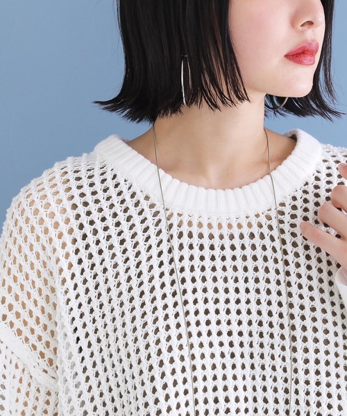 osharewalker（オシャレウォーカー）の「【廃盤】『ケーブル切替メッシュニット』（ニット/セーター・レディース・グレイッシュブルー/ブラック/オフホワイト・FREE）」の20枚目の写真