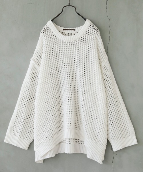 osharewalker（オシャレウォーカー）の「【廃盤】『ケーブル切替メッシュニット』（ニット/セーター・レディース・グレイッシュブルー/ブラック/オフホワイト・FREE）」の22枚目の写真