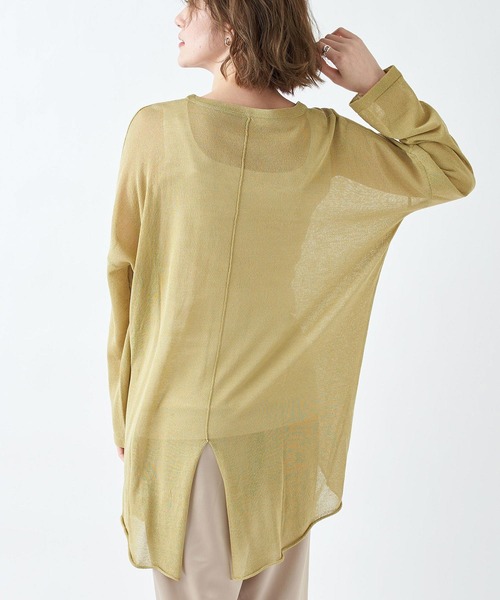 RIVE DROITE（リヴドロワ）の「リネンタッチバックスリットニット（ニット/セーター・レディース・グリーン系その他2/チャコールグレー/モカ・FREE）」の3枚目の写真