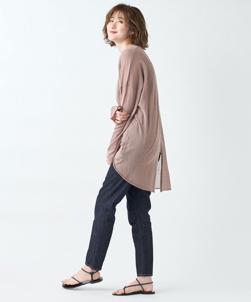 RIVE DROITE（リヴドロワ）の「リネンタッチバックスリットニット（ニット/セーター・レディース・グリーン系その他2/チャコールグレー/モカ・FREE）」の14枚目の写真