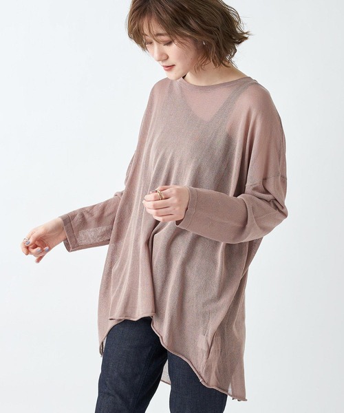 RIVE DROITE（リヴドロワ）の「リネンタッチバックスリットニット（ニット/セーター・レディース・グリーン系その他2/チャコールグレー/モカ・FREE）」の9枚目の写真