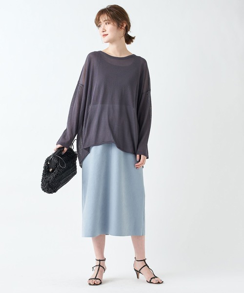 RIVE DROITE（リヴドロワ）の「リネンタッチバックスリットニット（ニット/セーター・レディース・グリーン系その他2/チャコールグレー/モカ・FREE）」の5枚目の写真