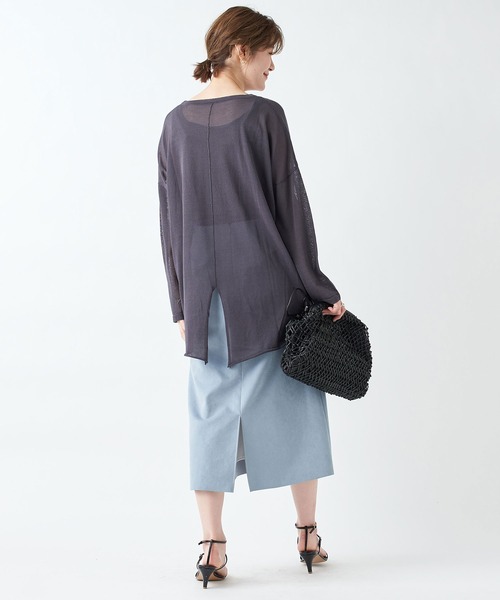 RIVE DROITE（リヴドロワ）の「リネンタッチバックスリットニット（ニット/セーター・レディース・グリーン系その他2/チャコールグレー/モカ・FREE）」の15枚目の写真