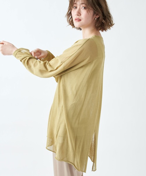 RIVE DROITE（リヴドロワ）の「リネンタッチバックスリットニット（ニット/セーター・レディース・グリーン系その他2/チャコールグレー/モカ・FREE）」の11枚目の写真