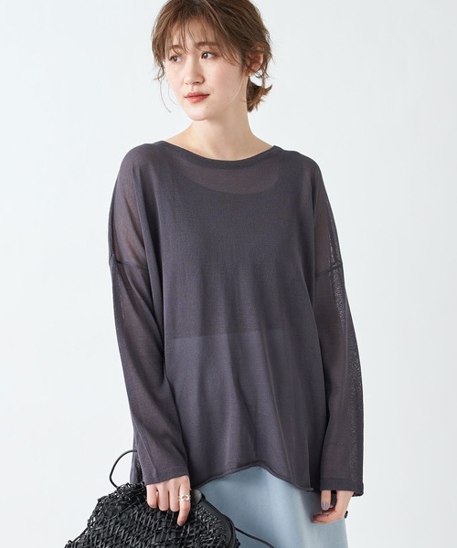 RIVE DROITE（リヴドロワ）の「リネンタッチバックスリットニット（ニット/セーター・レディース・グリーン系その他2/チャコールグレー/モカ・FREE）」の10枚目の写真