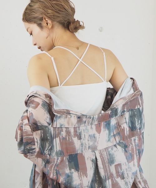 tiptop（ティップトップ）の「2021SS テレコバッククロスキャミソール（キャミソール・レディース・アイボリー/ブラック/モカ/オフホワイト/キナリ/スミクロ・FREE）」の2枚目の写真