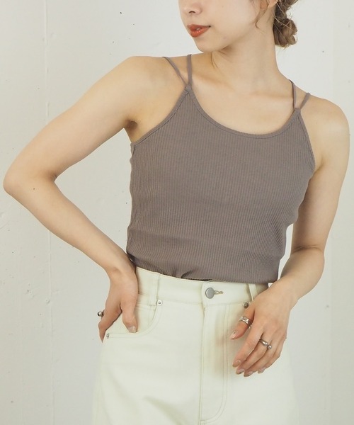 tiptop（ティップトップ）の「2021SS テレコバッククロスキャミソール（キャミソール・レディース・アイボリー/ブラック/モカ/オフホワイト/キナリ/スミクロ・FREE）」の6枚目の写真