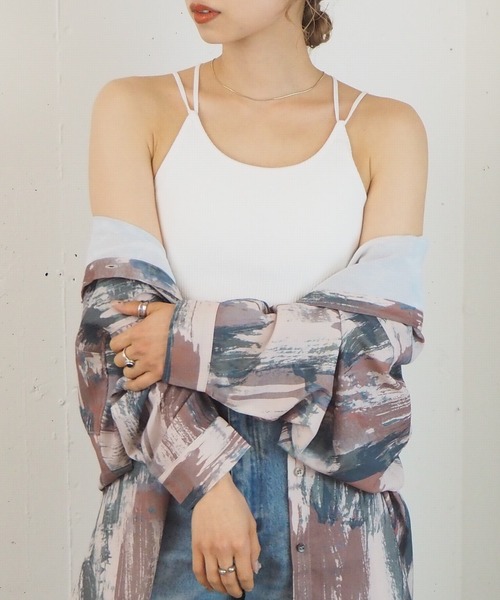 tiptop（ティップトップ）の「2021SS テレコバッククロスキャミソール（キャミソール・レディース・アイボリー/ブラック/モカ/オフホワイト/キナリ/スミクロ・FREE）」の14枚目の写真